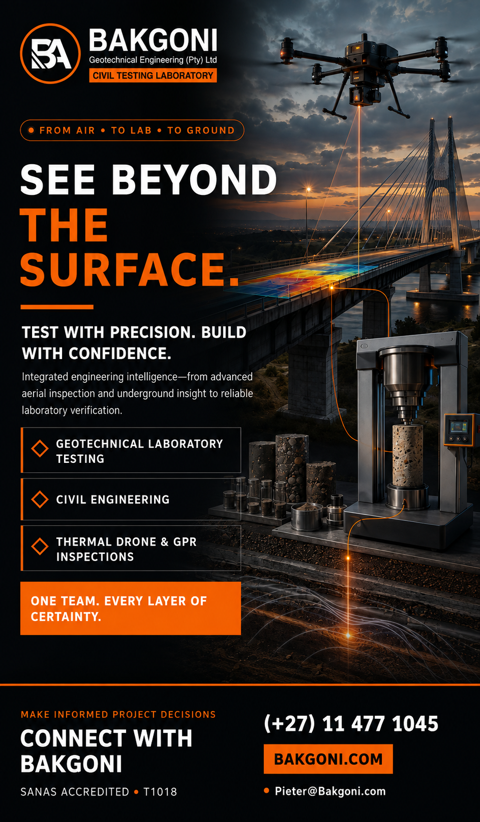 Bakgoni drone, laboratory and subsurface inspection campaign